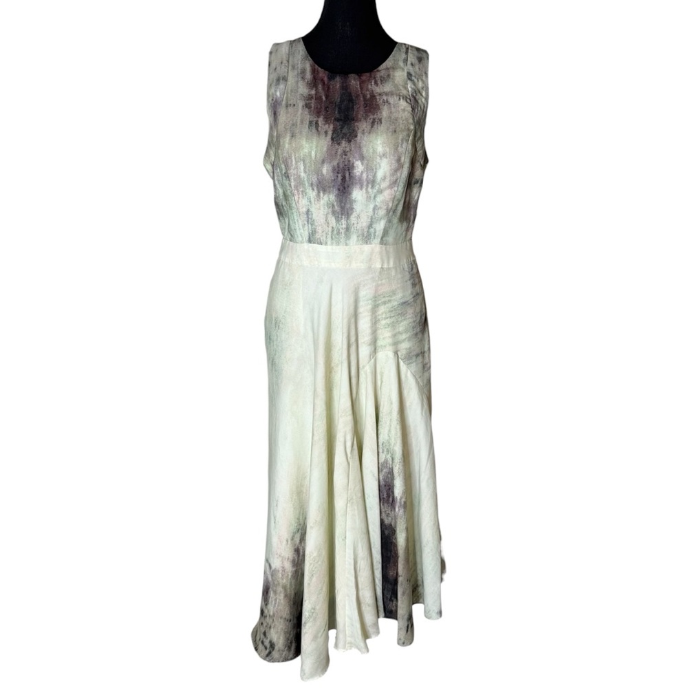 RACHEL ROY Sleeveless Asymmetrical Watercolour Dress Cut Out Zipper Size 10 - Picture 2 of 15